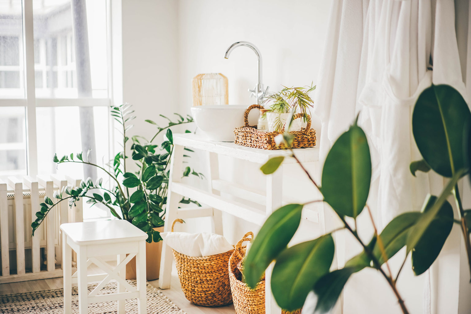 a basket with plants in it