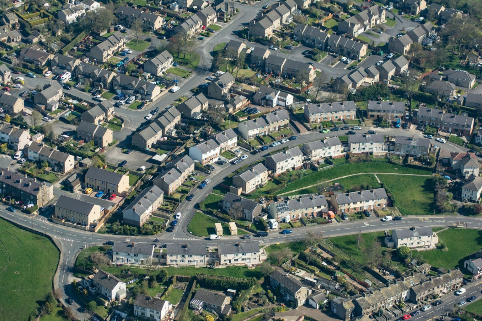 an aerial view of a town