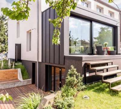 a house with a large window