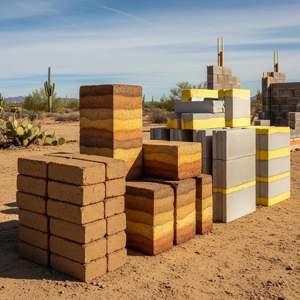 Sustainable building materials for desert homes including adobe and rammed earth